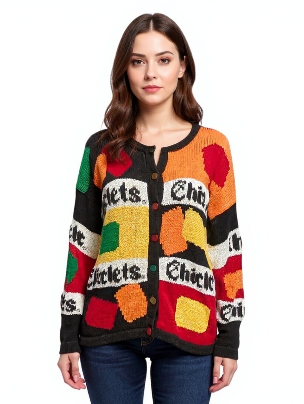 The Eagle's Eye Vintage Chiclets Novelty Cardigan - Large - See Notes